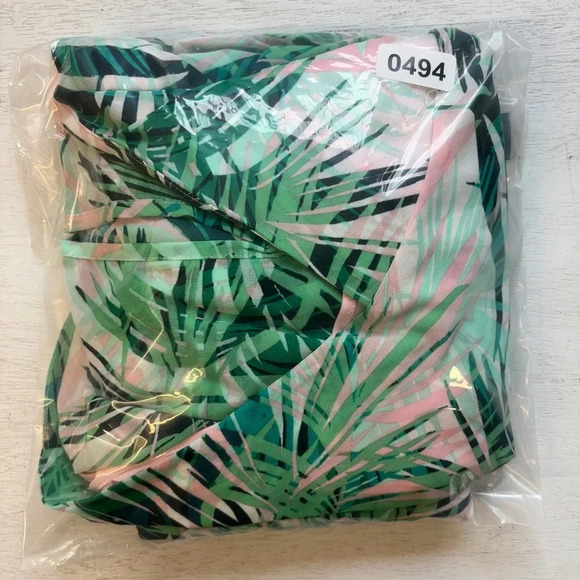 NWT Lane Bryant Maxi Dress 16 Pink Green Tropical Leaves Flutter Sleeve - Picture 7 of 7